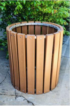 Wooden trash bin